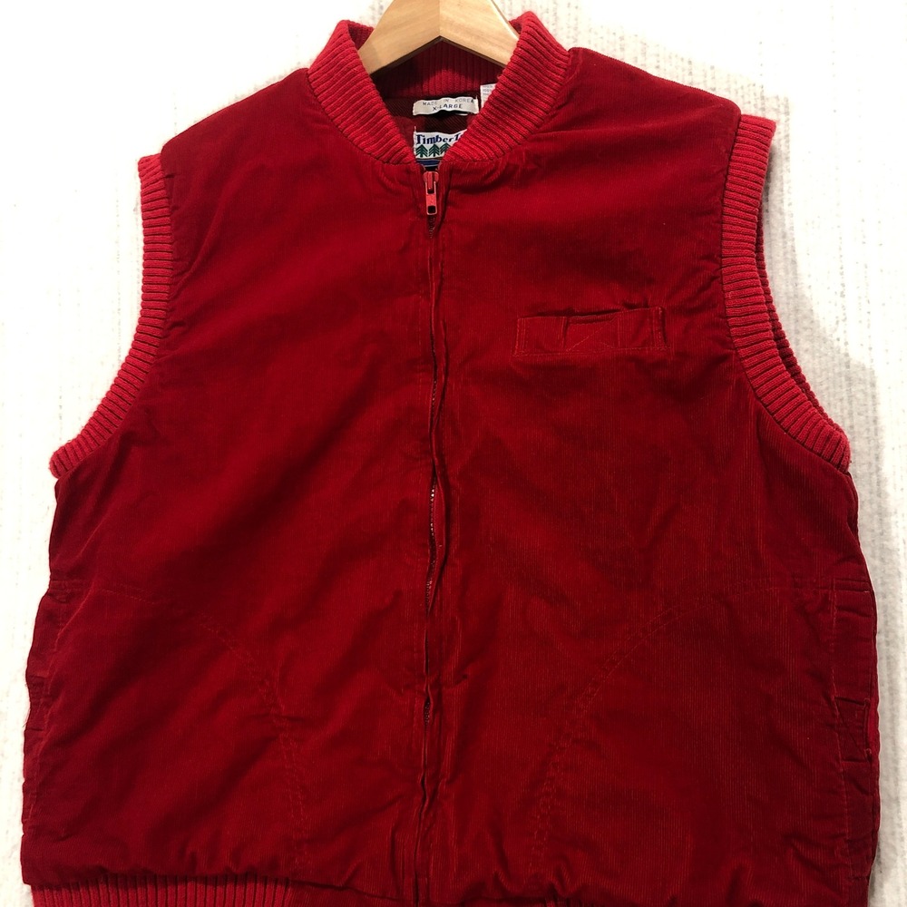 Timber Trail Vest Red Corduroy Buffalo Plaid Lined Sleeveless Jacket Size‎ XL